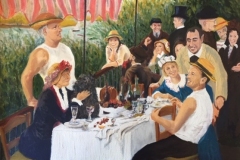 2003 Oil: Colleagues peopling Renoir's "Luncheon of the Boating Party"